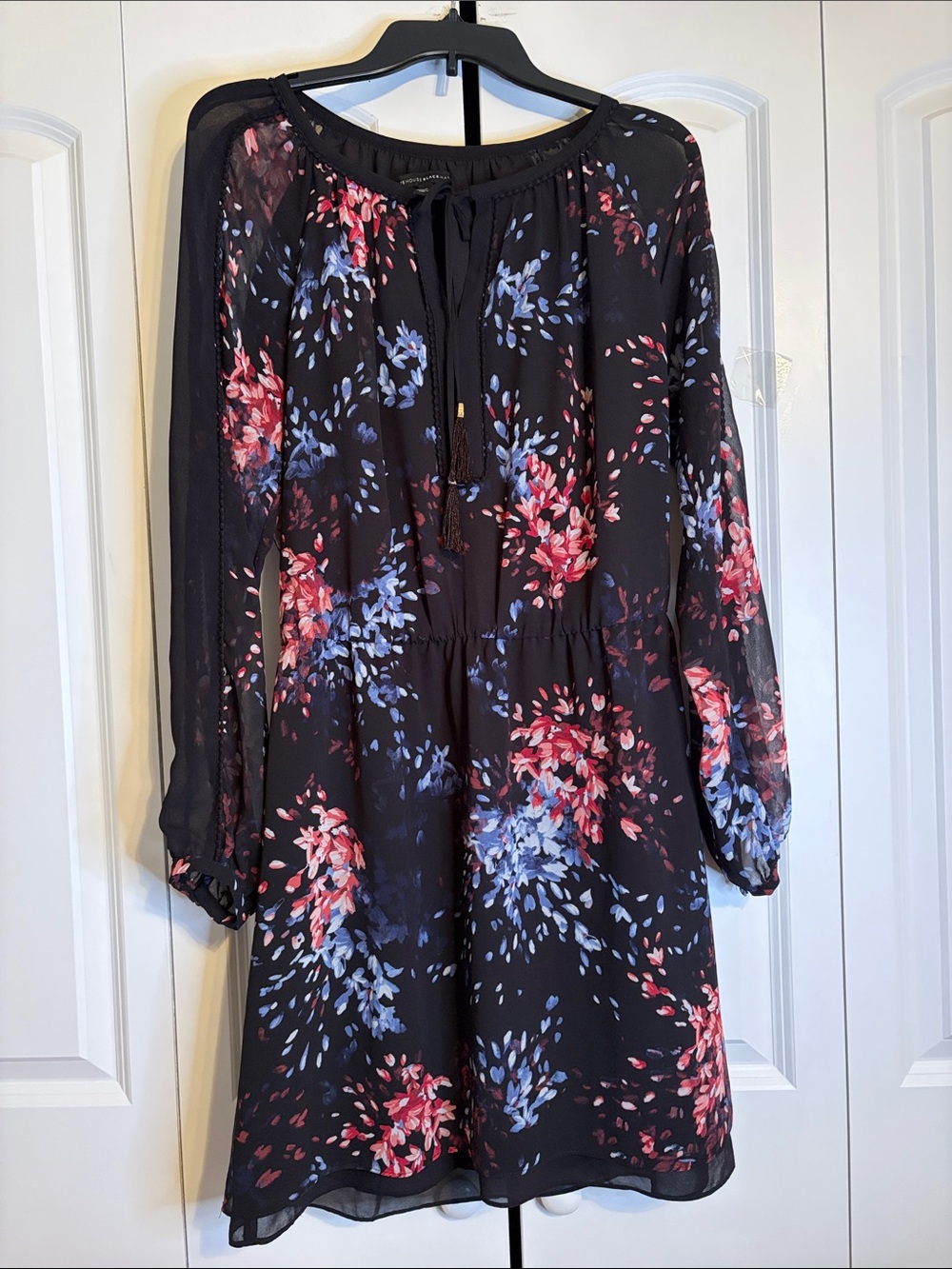 White House Black Market Black Floral Midi Dress